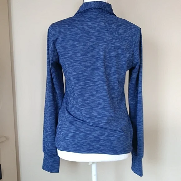 Blue Space Dye Asymmetrical Zipper Athletic Activewear Jacket LARGE Blue - Picture 5 of 13